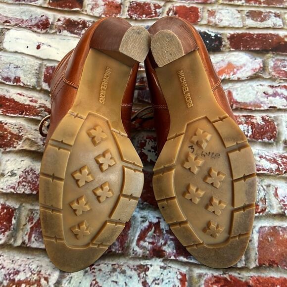 Michael Kors distressed brown leather ankle boots with raw leather tie - Picture 8 of 9